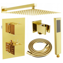 Mexen Cube DR02 zestaw prysznicowy podtynkowy z deszczownica 30 cm, złoty - 77502DR0230-50