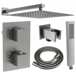 Mexen Cube DR02 zestaw prysznicowy podtynkowy z deszczownica 25 cm, grafit - 77502DR0225-66