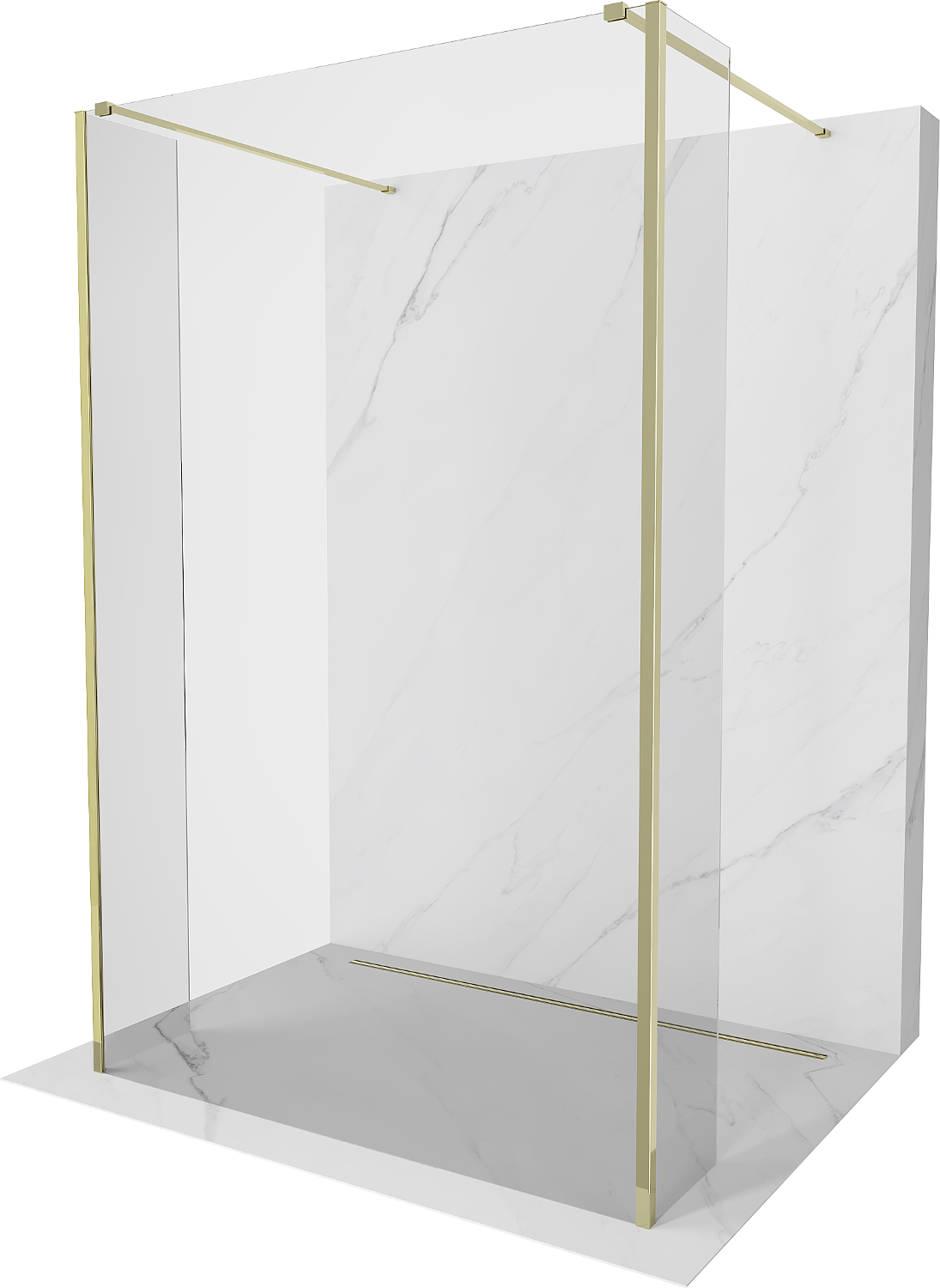 Mexen Kioto ścianka prysznicowa wolnostojąca 95 x 30 x 30 cm, transparent, złota - 800-095-030-222-50-00-030