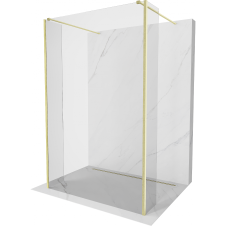 Mexen Kioto ścianka prysznicowa wolnostojąca 95 x 30 x 30 cm, transparent, złota szczotkowana - 800-095-030-222-55-00-030