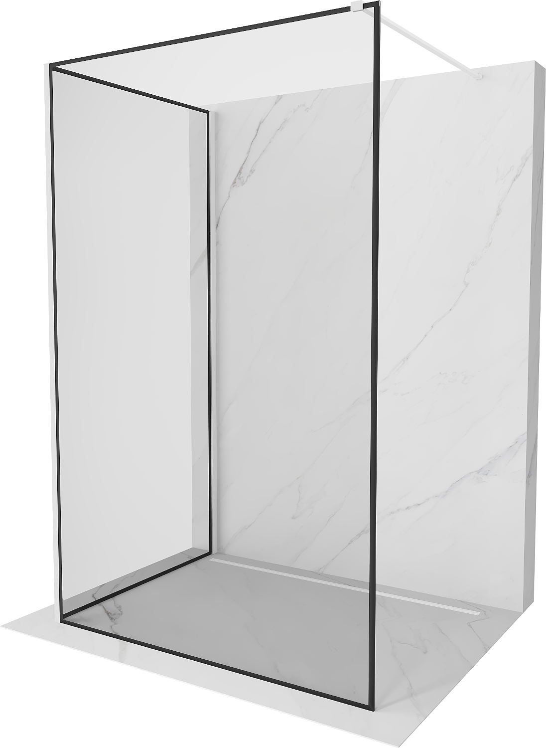 Mexen Kioto ścianka prysznicowa Walk-in 110 x 70 cm, czarny wzór, biała - 800-110-212-20-70-070