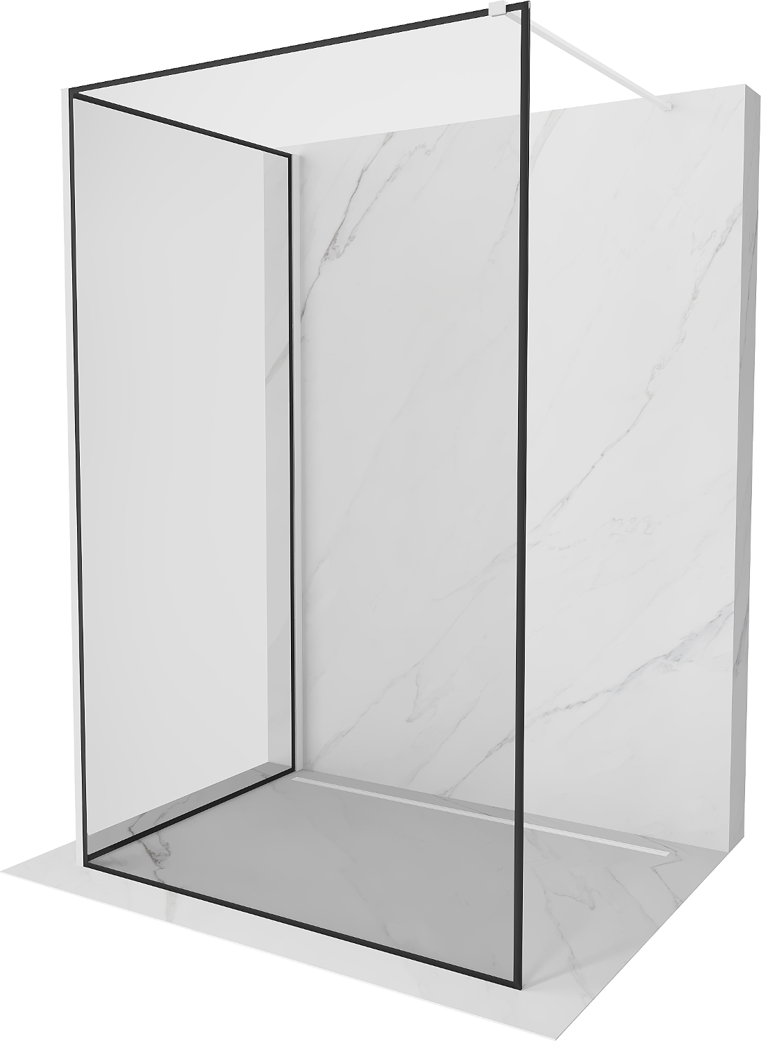 Mexen Kioto ścianka prysznicowa Walk-in 110 x 110 cm, czarny wzór, biała - 800-110-212-20-70-110