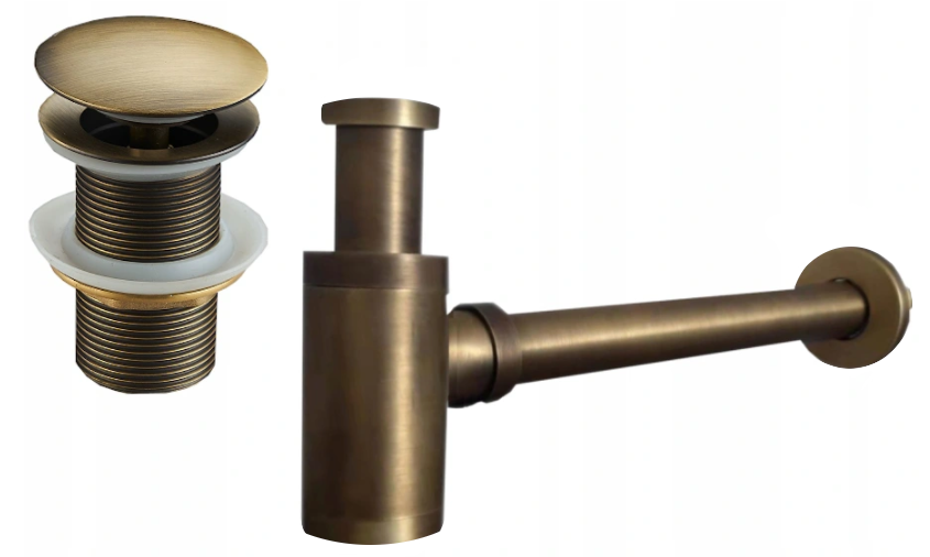Mexen półsyfon umywalkowy okrągły z korkiem klik-klak, bez przelewu, brąz antyczny - 7991050-30
