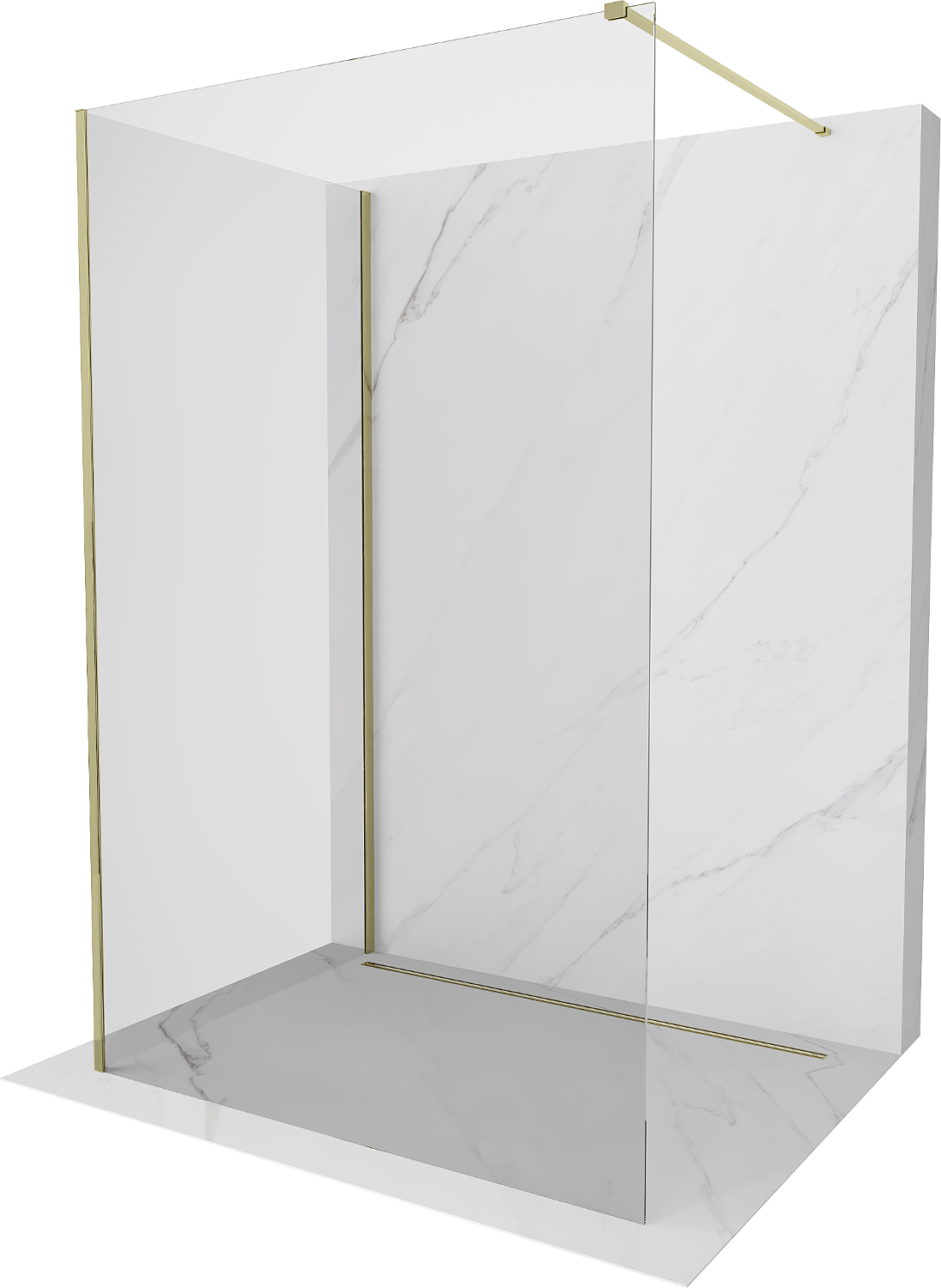 Mexen Kioto ścianka prysznicowa Walk-in 135 x 80 cm, transparent, złota - 800-135-212-50-00-080