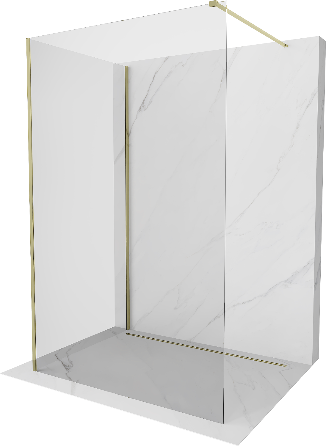 Mexen Kioto ścianka prysznicowa Walk-in 130 x 95 cm, transparent, złota - 800-130-212-50-00-095