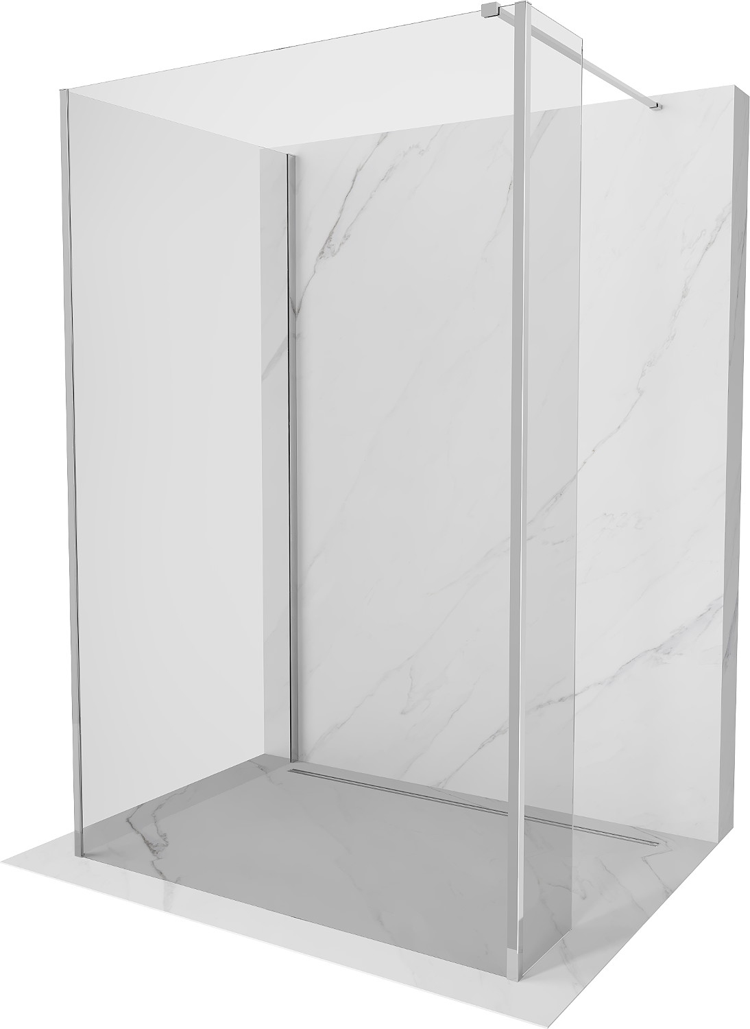 Mexen Kioto ścianka prysznicowa Walk-in 135 x 80 x 30 cm, transparent, chrom - 800-135-080-221-01-00-030