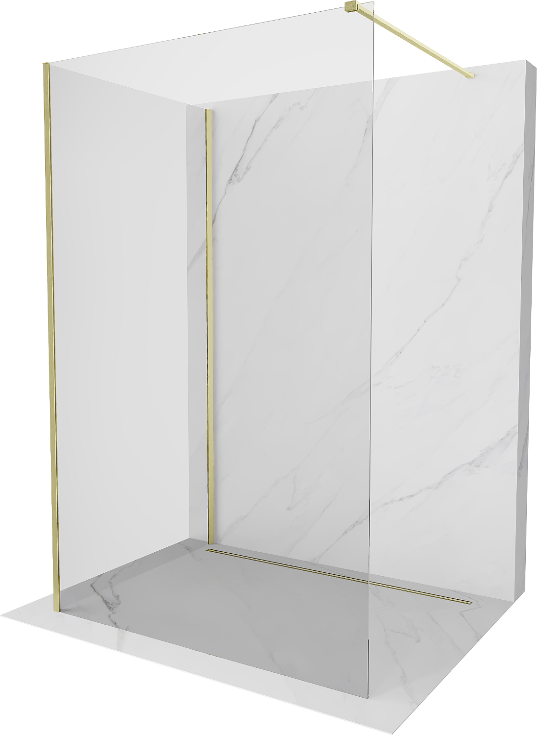 Mexen Kioto ścianka prysznicowa Walk-in 110 x 75 cm, transparent, złota szczotkowana - 800-110-212-55-00-075