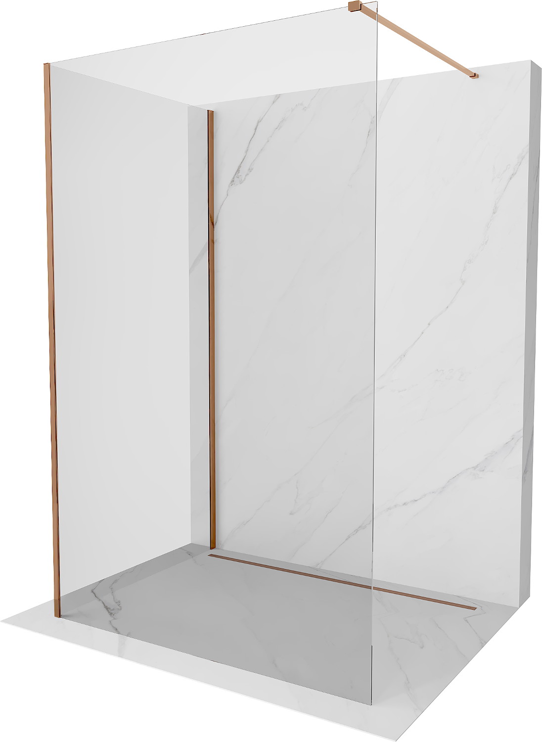 Mexen Kioto ścianka prysznicowa Walk-in 140 x 70 cm, transparent, różowe złoto - 800-140-212-60-00-070