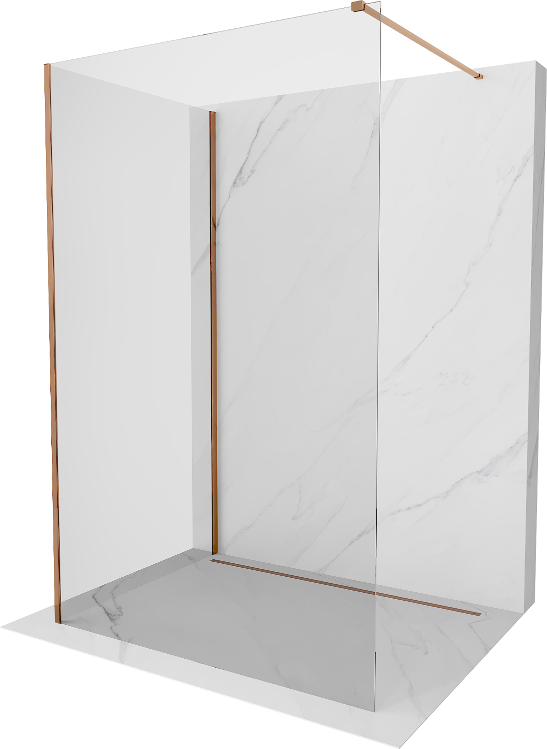 Mexen Kioto ścianka prysznicowa Walk-in 140 x 85 cm, transparent, różowe złoto - 800-140-212-60-00-085