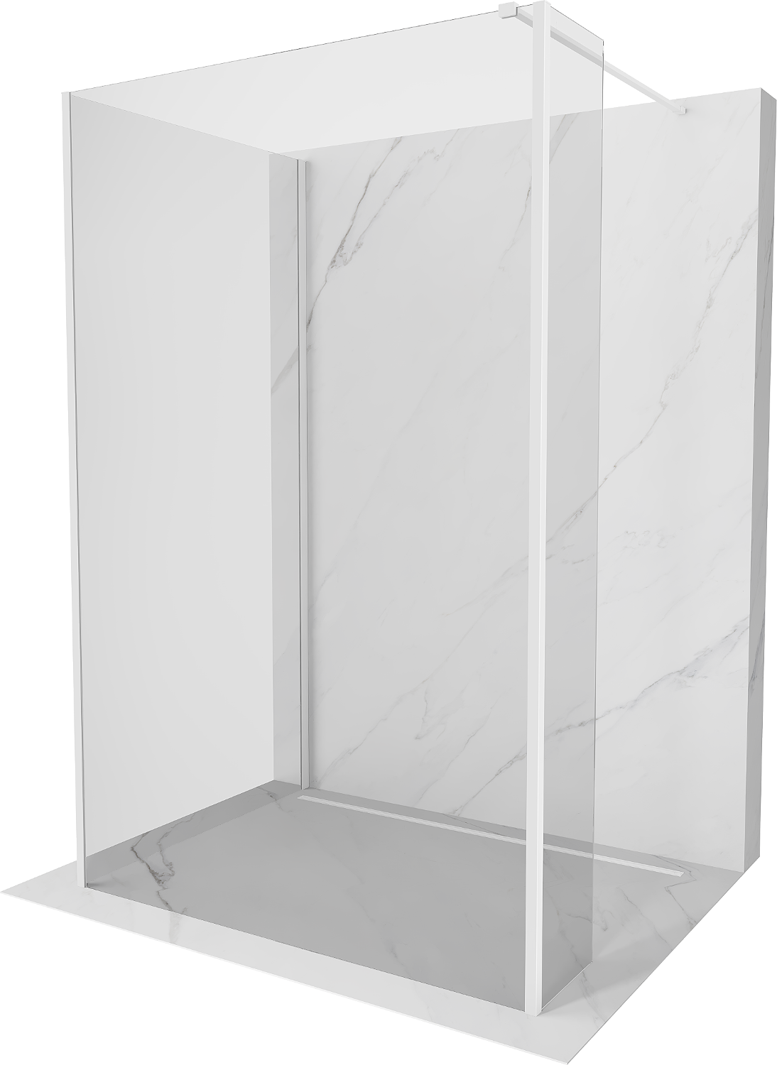 Mexen Kioto ścianka prysznicowa Walk-in 120 x 70 x 30 cm, transparent, biała - 800-120-070-221-20-00-030