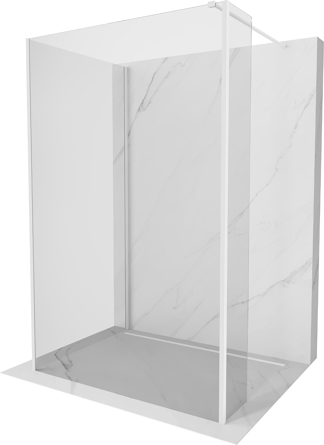 Mexen Kioto ścianka prysznicowa Walk-in 120 x 70 x 30 cm, transparent, biała - 800-120-070-221-20-00-030