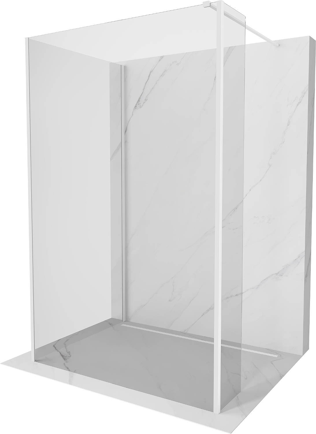 Mexen Kioto ścianka prysznicowa Walk-in 120 x 85 x 30 cm, transparent, biała - 800-120-085-221-20-00-030