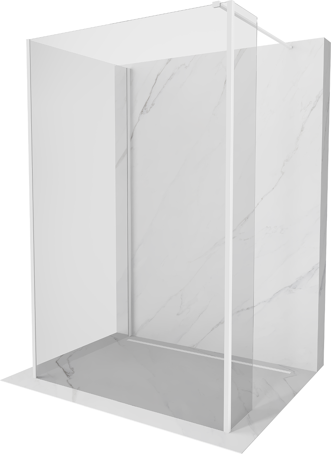 Mexen Kioto ścianka prysznicowa Walk-in 90 x 80 x 40 cm, transparent, biała - 800-090-080-221-20-00-040