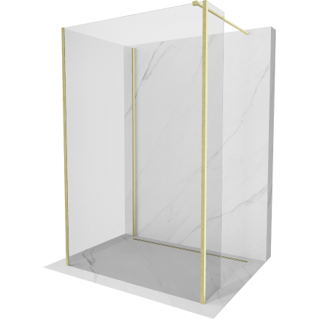 Mexen Kioto ścianka prysznicowa Walk-in 130 x 75 x 30 cm, transparent, złota szczotkowana - 800-130-075-221-55-00-030