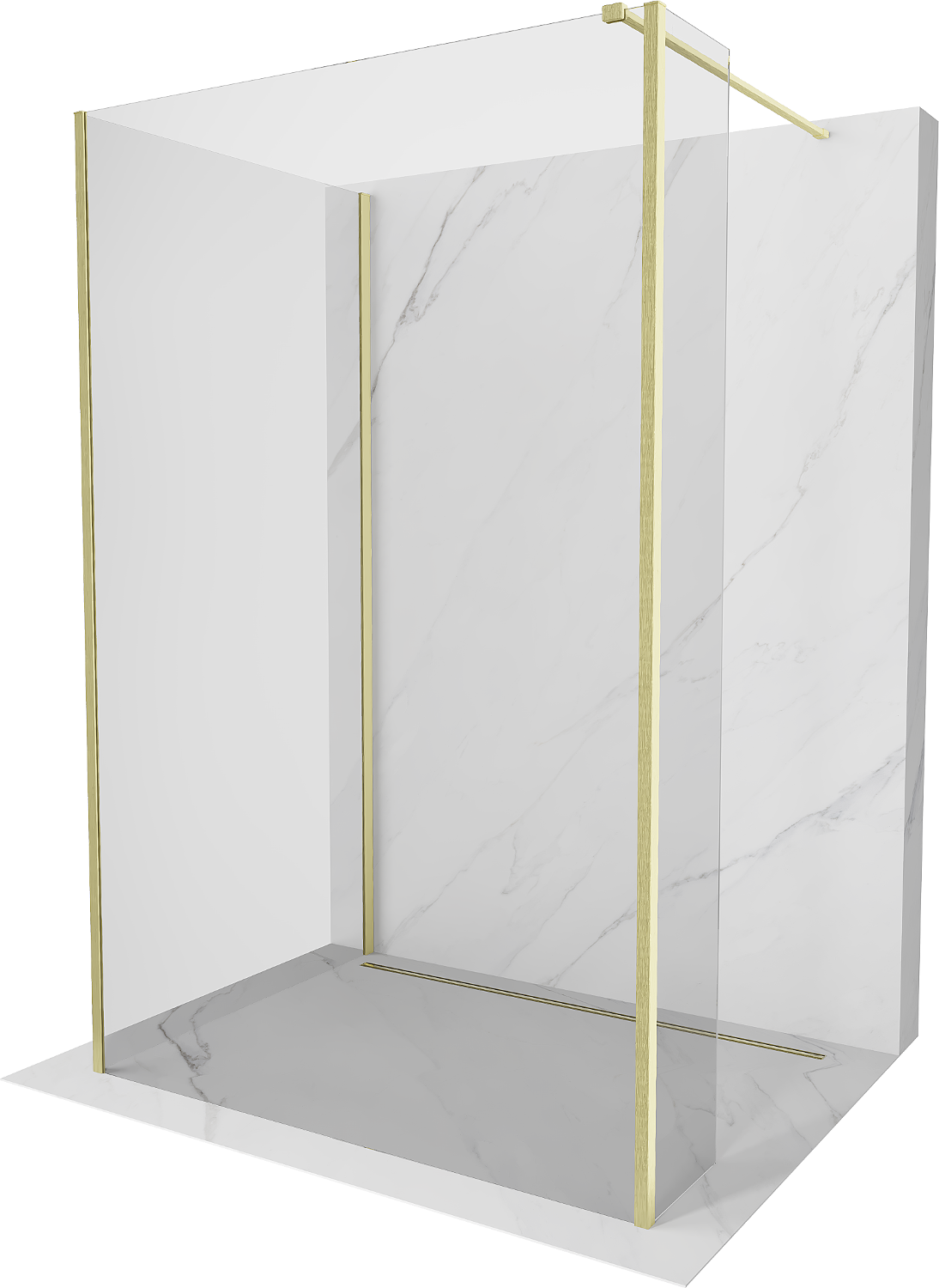 Mexen Kioto ścianka prysznicowa Walk-in 110 x 80 x 40 cm, transparent, złota szczotkowana - 800-110-080-221-55-00-040