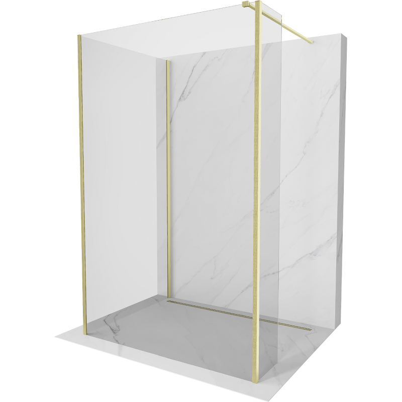 Mexen Kioto ścianka prysznicowa Walk-in 135 x 80 x 40 cm, transparent, złota szczotkowana - 800-135-080-221-55-00-040