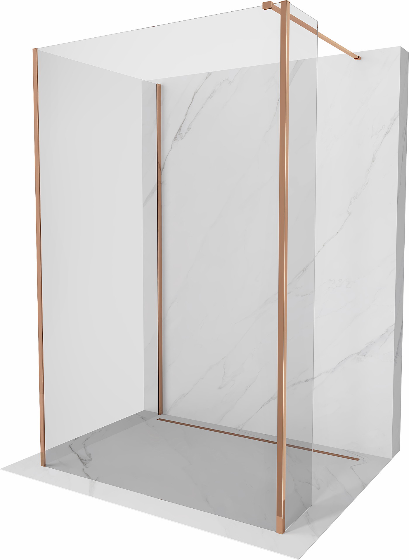 Mexen Kioto ścianka prysznicowa Walk-in 110 x 70 x 30 cm, transparent, różowe złoto - 800-110-070-221-60-00-030