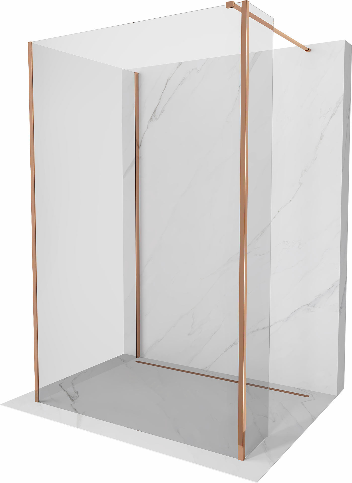 Mexen Kioto ścianka prysznicowa Walk-in 130 x 70 x 30 cm, transparent, różowe złoto - 800-130-070-221-60-00-030