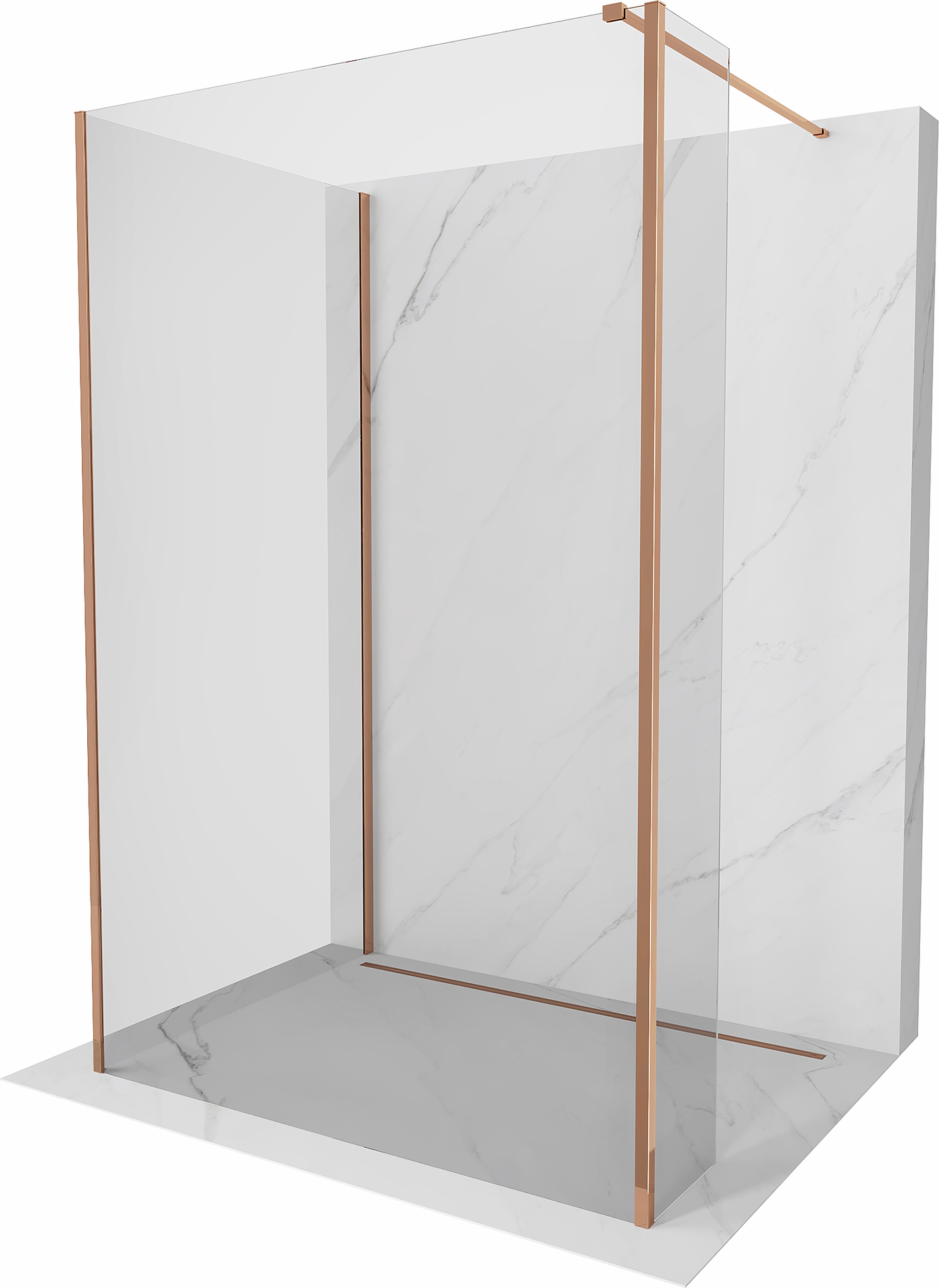 Mexen Kioto ścianka prysznicowa Walk-in 110 x 85 x 30 cm, transparent, różowe złoto - 800-110-085-221-60-00-030