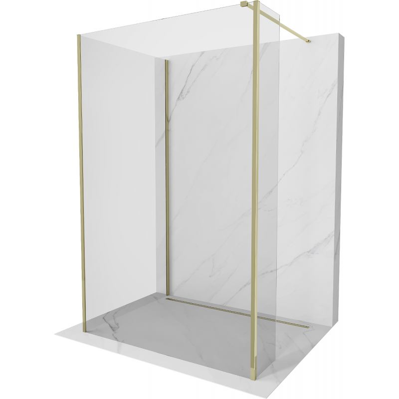 Mexen Kioto ścianka prysznicowa Walk-in 125 x 70 x 30 cm, transparent, złota - 800-125-070-221-50-00-030