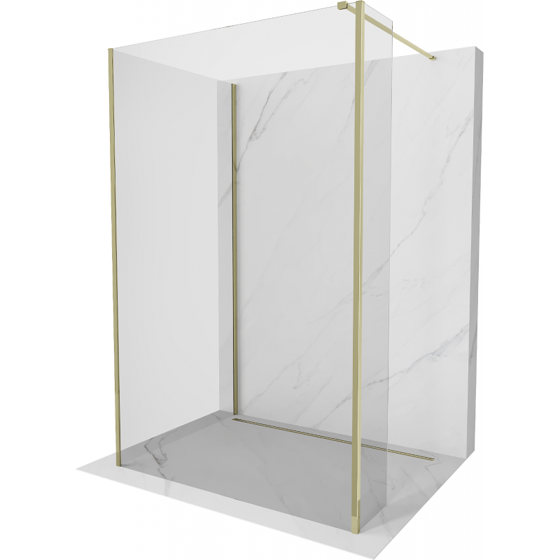 Mexen Kioto ścianka prysznicowa Walk-in 130 x 70 x 30 cm, transparent, złota - 800-130-070-221-50-00-030