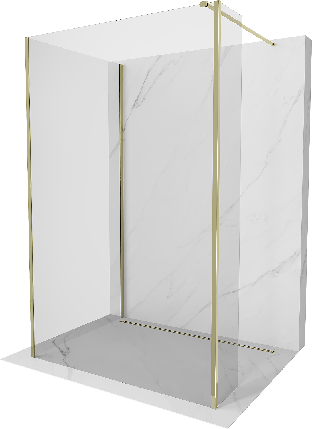 Mexen Kioto ścianka prysznicowa Walk-in 130 x 70 x 30 cm, transparent, złota - 800-130-070-221-50-00-030