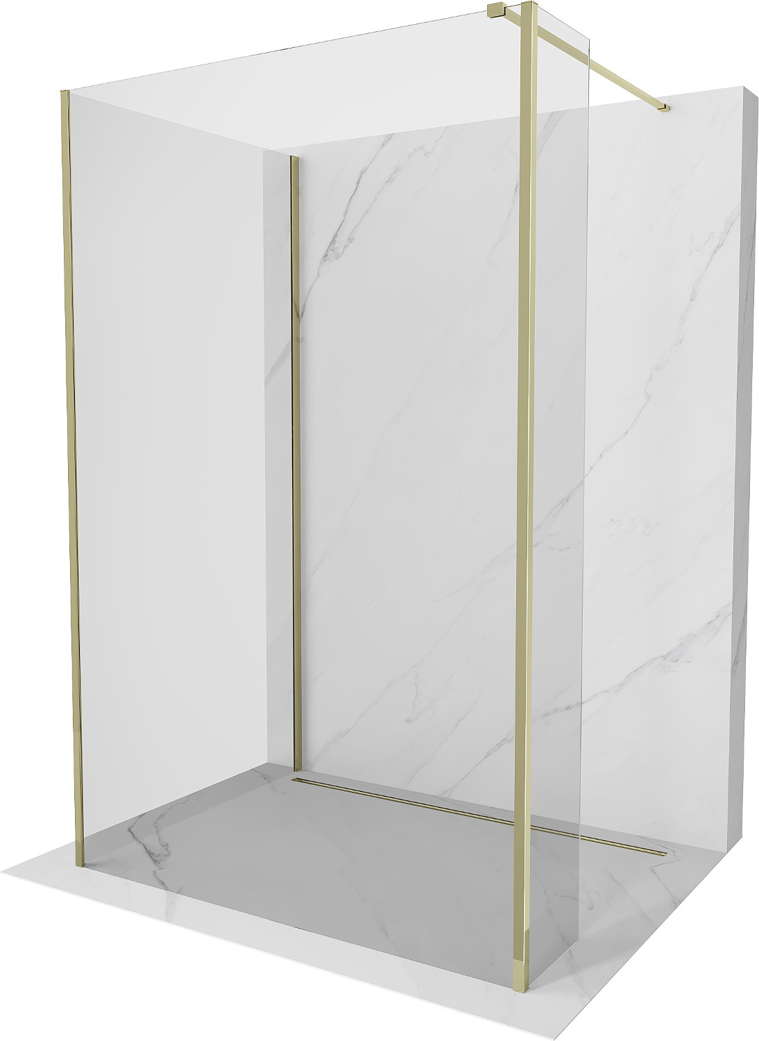 Mexen Kioto ścianka prysznicowa Walk-in 140 x 70 x 30 cm, transparent, złota - 800-140-070-221-50-00-030