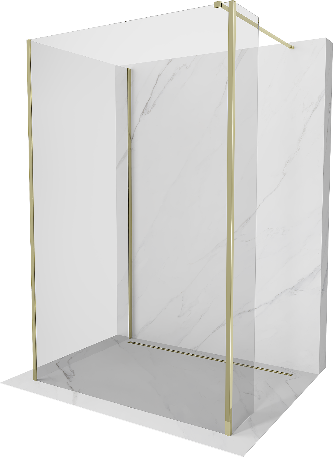 Mexen Kioto ścianka prysznicowa Walk-in 120 x 95 x 40 cm, transparent, złota - 800-120-095-221-50-00-040