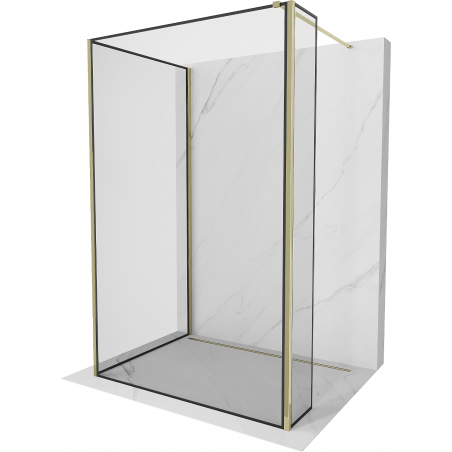 Mexen Kioto ścianka prysznicowa Walk-in 120 x 80 x 30 cm, czarny wzór, złota - 800-120-080-221-50-70-030