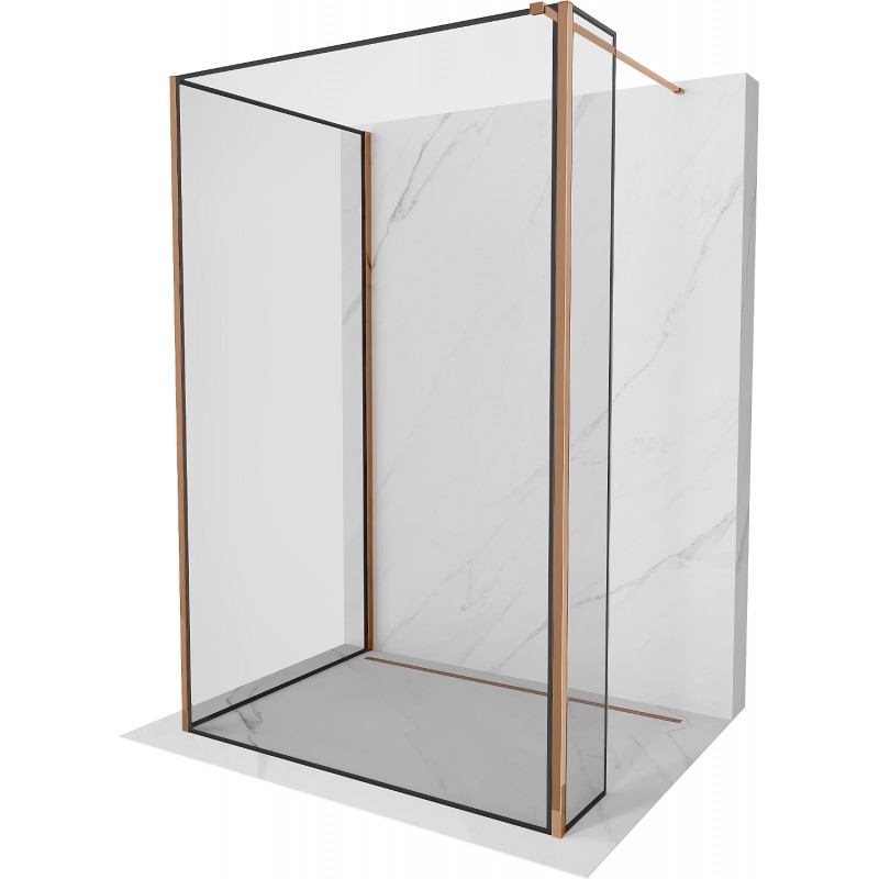 Mexen Kioto ścianka prysznicowa Walk-in 100 x 90 x 30 cm, czarny wzór, różowe złoto - 800-100-090-221-60-70-030