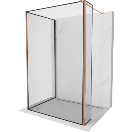 Mexen Kioto ścianka prysznicowa Walk-in 140 x 100 x 30 cm, czarny wzór, różowe złoto - 800-140-100-221-60-70-030