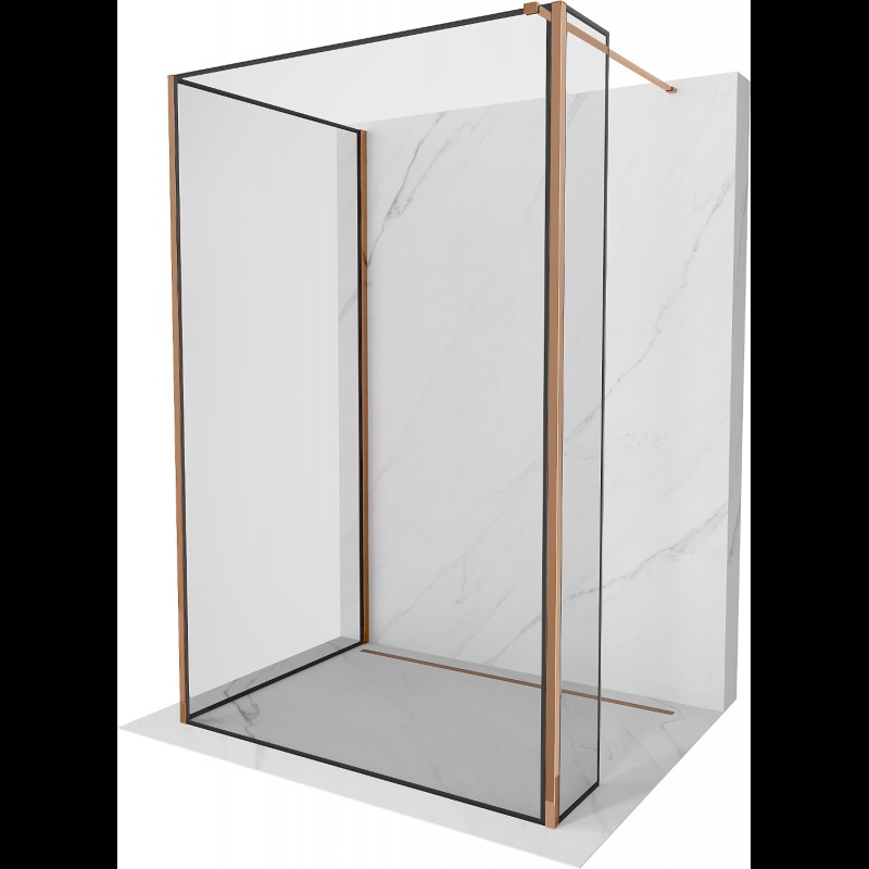 Mexen Kioto ścianka prysznicowa Walk-in 90 x 90 x 40 cm, czarny wzór, różowe złoto - 800-090-090-221-60-70-040