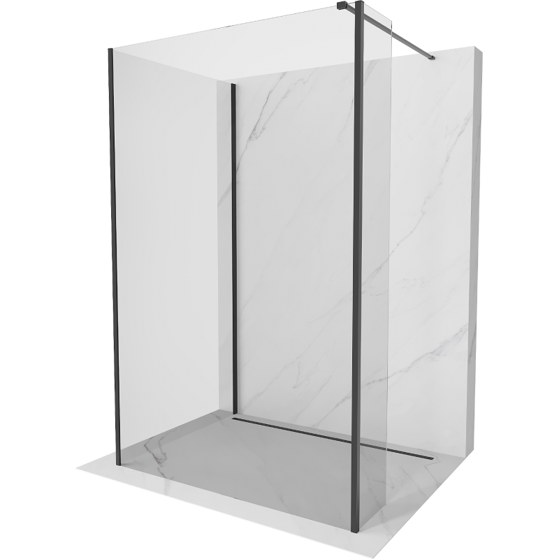 Mexen Kioto ścianka prysznicowa Walk-in 130 x 70 x 30 cm, transparent, czarna - 800-130-070-221-70-00-030