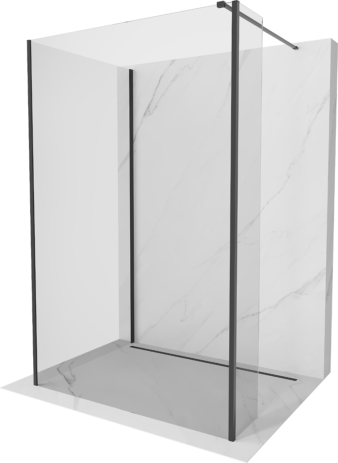 Mexen Kioto ścianka prysznicowa Walk-in 120 x 80 x 30 cm, transparent, czarna - 800-120-080-221-70-00-030