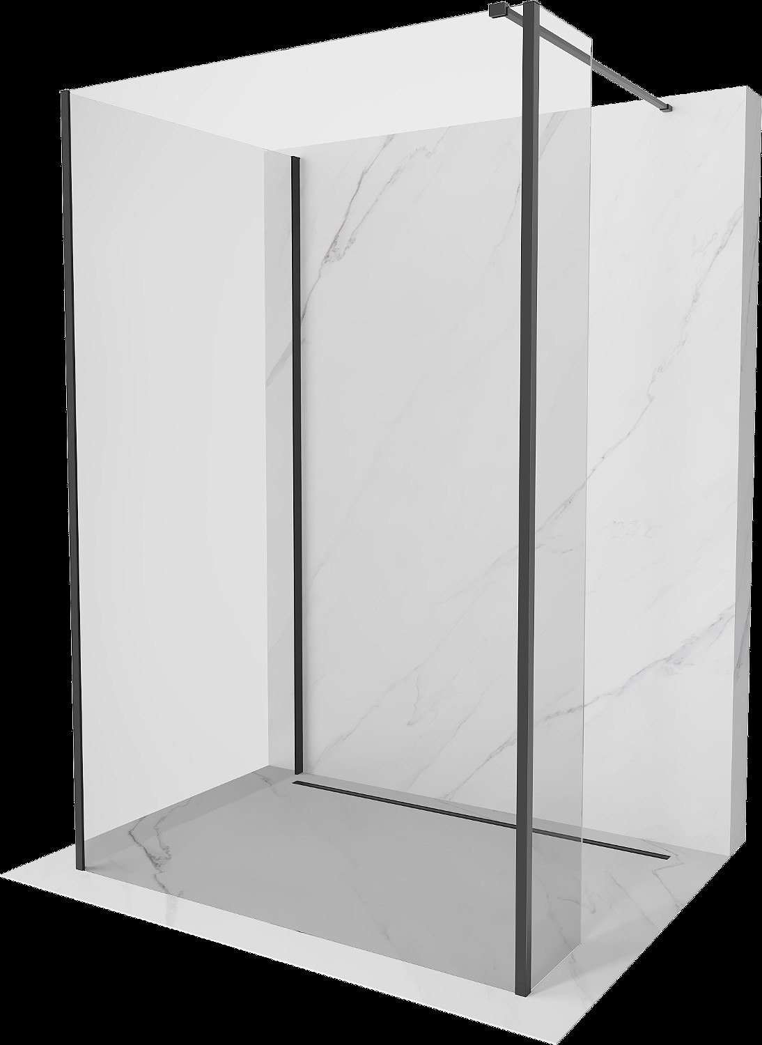 Mexen Kioto ścianka prysznicowa Walk-in 90 x 90 x 30 cm, transparent, czarna - 800-090-090-221-70-00-030