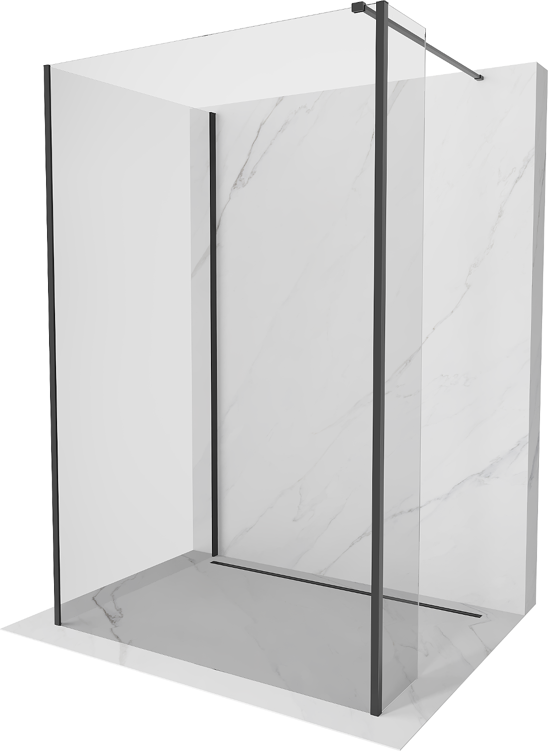 Mexen Kioto ścianka prysznicowa Walk-in 125 x 90 x 30 cm, transparent, czarna - 800-125-090-221-70-00-030