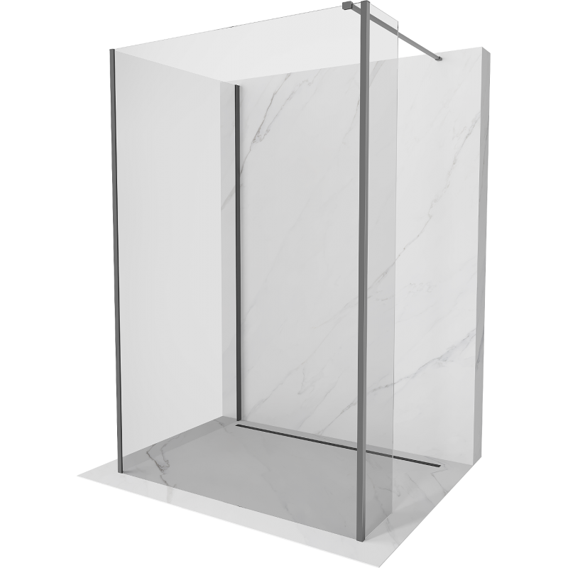 Mexen Kioto ścianka prysznicowa Walk-in 125 x 70 x 30 cm, transparent, gun metal - 800-125-070-221-95-00-030