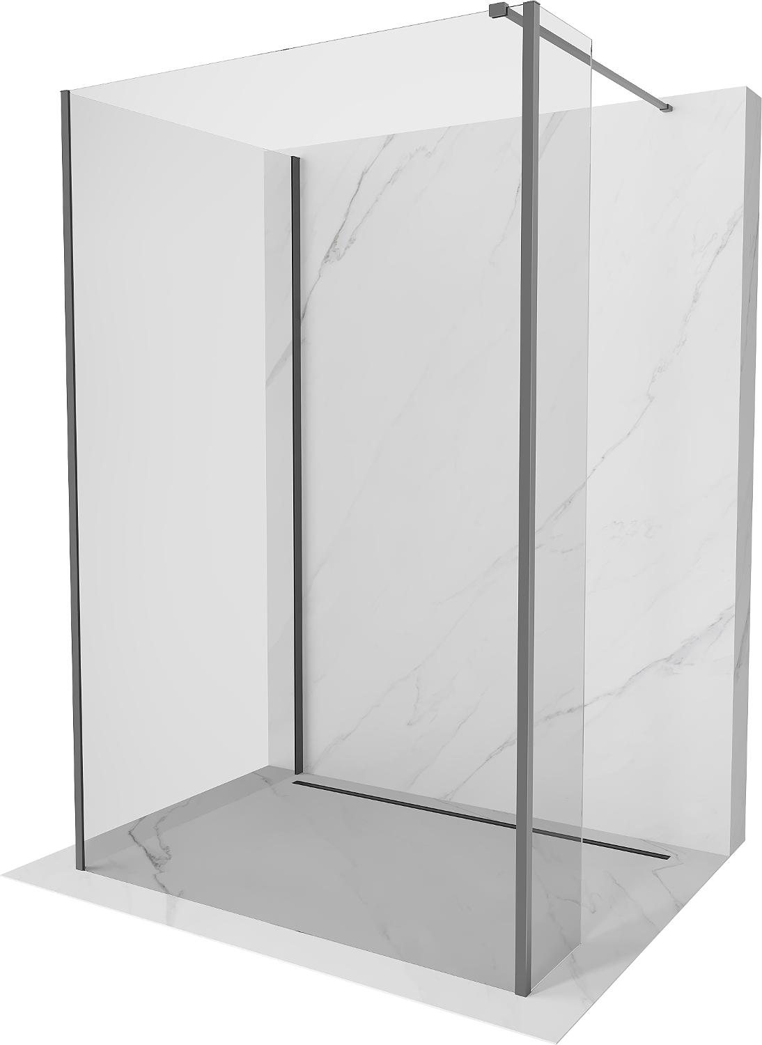 Mexen Kioto ścianka prysznicowa Walk-in 95 x 90 x 30 cm, transparent, gun metal - 800-095-090-221-95-00-030