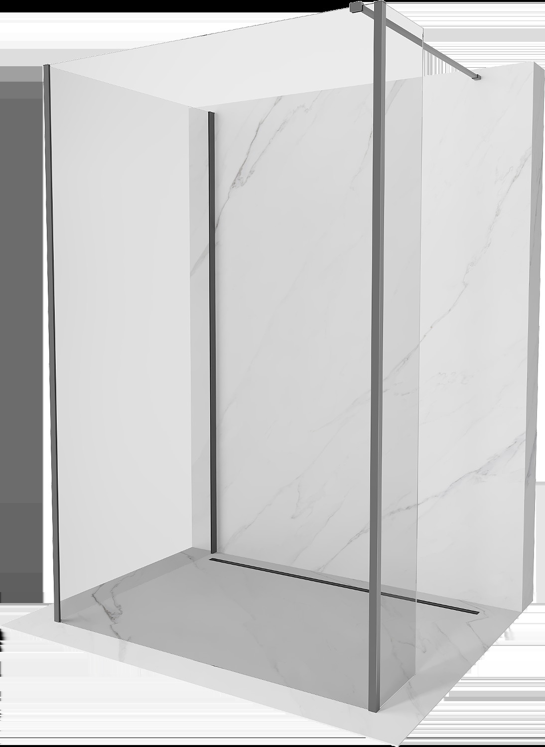 Mexen Kioto ścianka prysznicowa Walk-in 140 x 80 x 40 cm, transparent, gun metal - 800-140-080-221-95-00-040