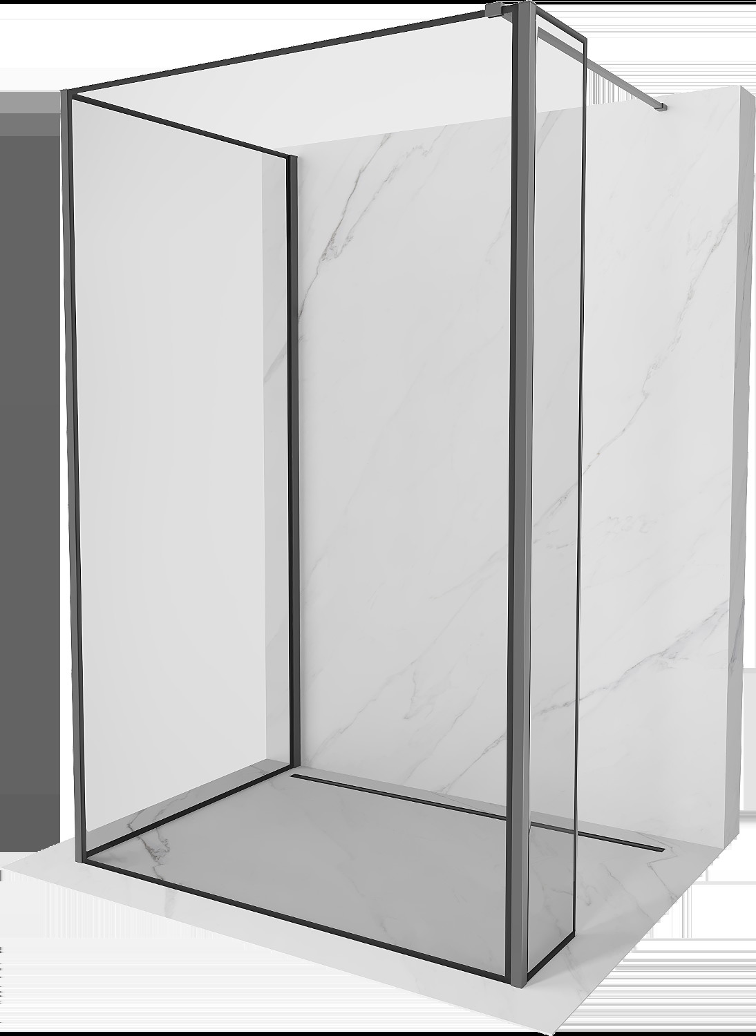 Mexen Kioto ścianka prysznicowa Walk-in 120 x 100 x 30 cm, czarny wzór, gun metal - 800-120-100-221-95-70-030