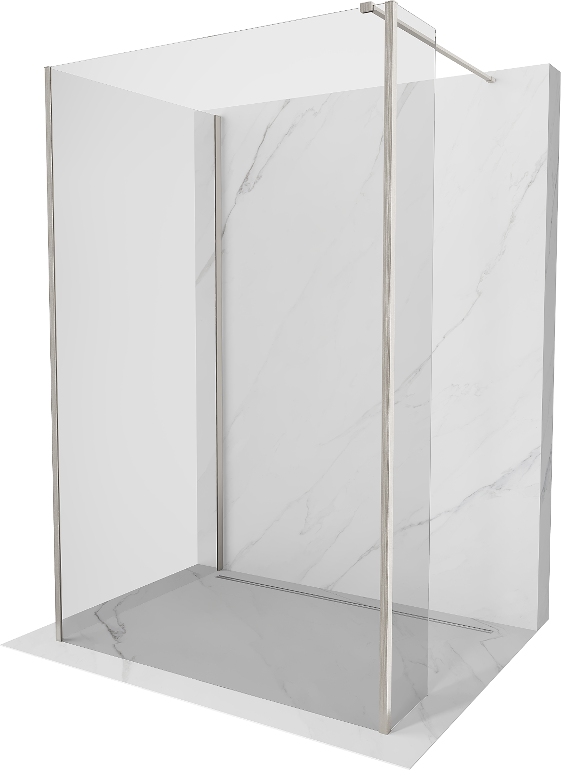 Mexen Kioto ścianka prysznicowa Walk-in 90 x 70 x 30 cm, transparent, nikiel szczotkowany - 800-090-070-221-97-00-030