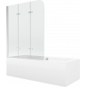 Mexen Cube wanna prostokątna 170 x 80 cm z obudową i parawanem 3-skrzydłowym 120 cm, transparent, chrom - 550517080X9012030100