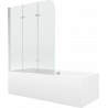 Mexen Cube wanna prostokątna 180 x 80 cm z obudową i parawanem 3-skrzydłowym 120 cm, transparent, chrom - 550518080X9012030100