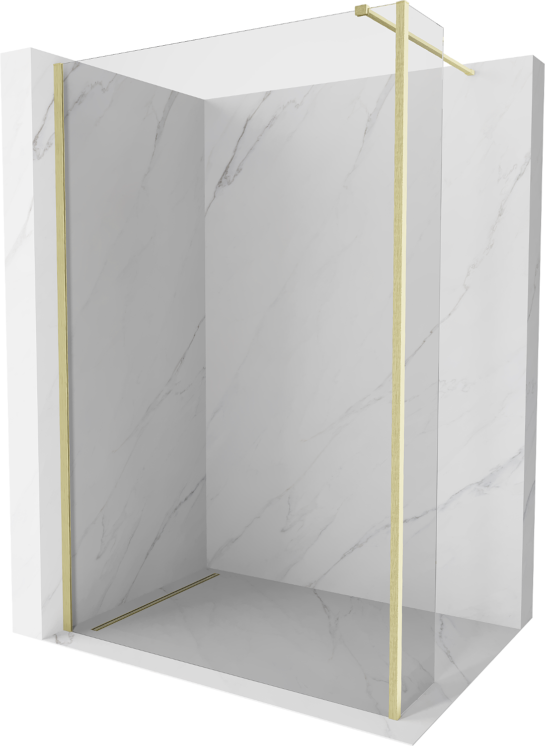 Mexen Kioto ścianka prysznicowa Walk-in 140 x 30 cm, transparent, złota szczotkowana - 800-140-212-55-00-030