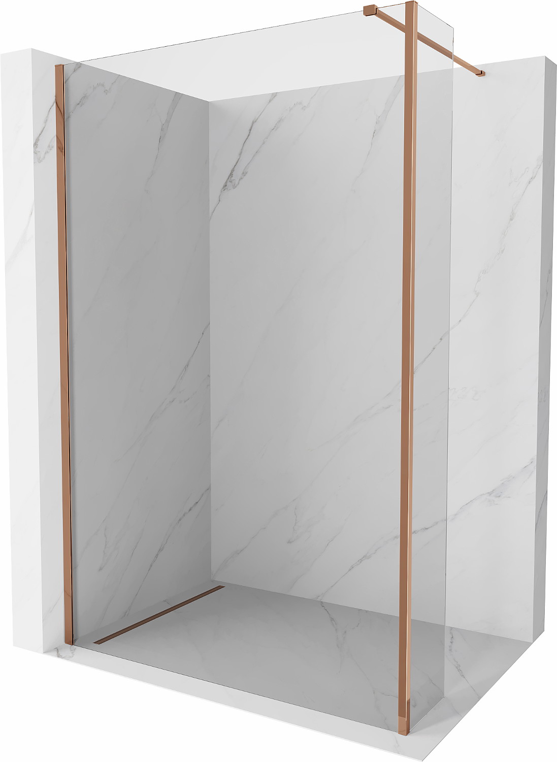 Mexen Kioto ścianka prysznicowa Walk-in 105 x 30 cm, transparent, różowe złoto - 800-105-212-60-00-030