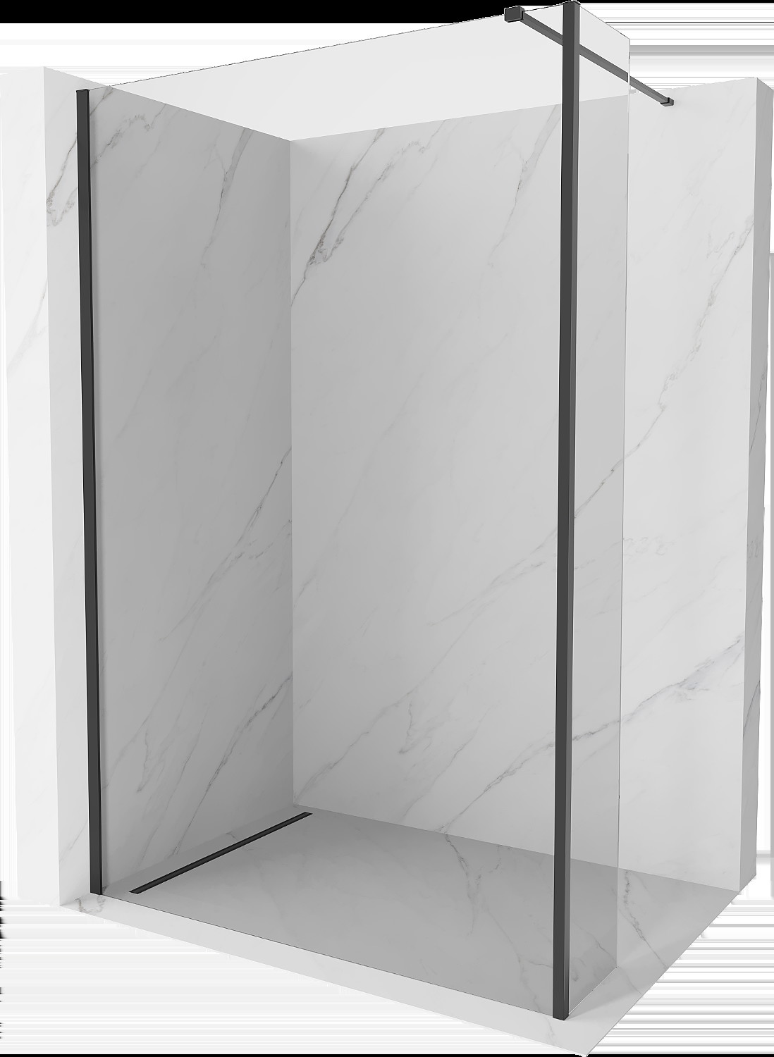 Mexen Kioto ścianka prysznicowa Walk-in 105 x 30 cm, transparent, czarna - 800-105-212-70-00-030