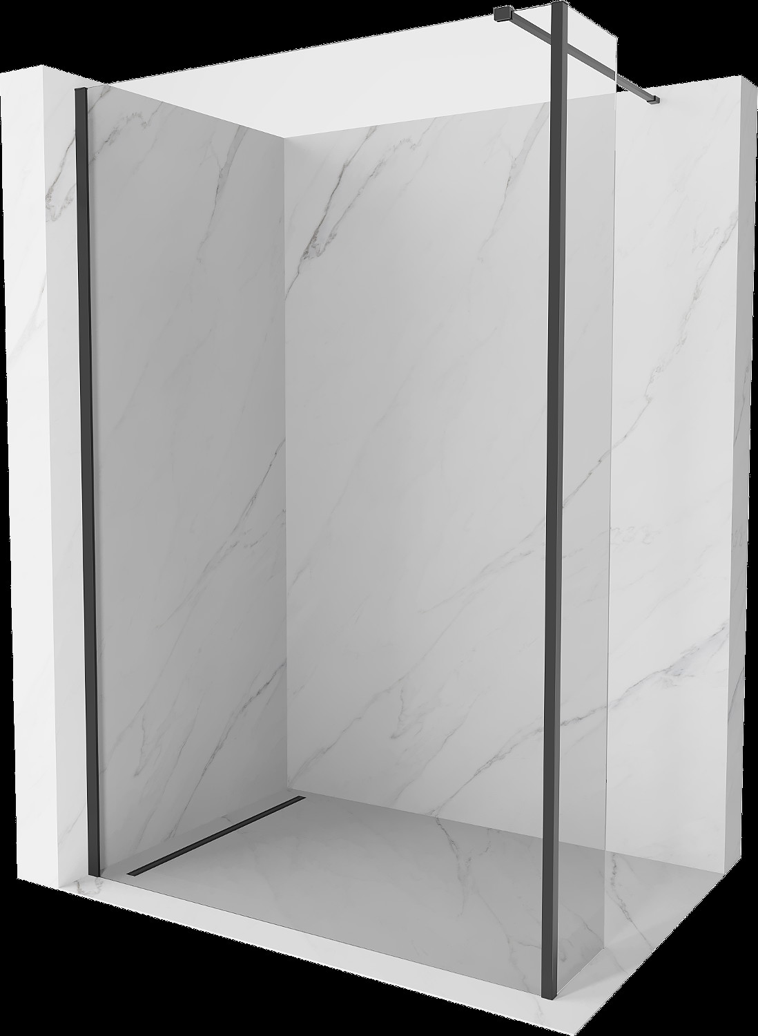 Mexen Kioto ścianka prysznicowa Walk-in 115 x 40 cm, transparent, czarna - 800-115-212-70-00-040