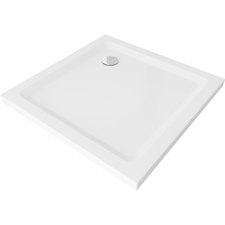Mexen Flat brodzik kwadratowy slim 100 x 100 cm, biały, syfon chrom - 40101010