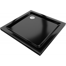 Mexen Flat brodzik kwadratowy slim 80 x 80 cm, czarny, syfon chrom - 40708080