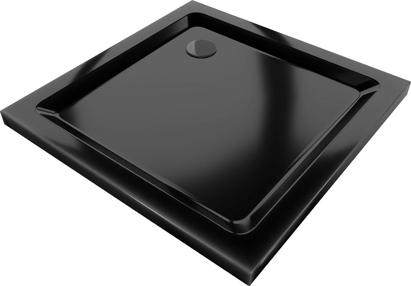 Mexen Flat brodzik kwadratowy slim 80 x 80 cm, czarny, syfon czarny - 40708080B
